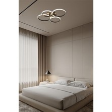 Modern 4'lü Yuvarlak Model Kumandalı 3 Renk (Beyaz / Sarı / Günışığı) Lüks LED Avize