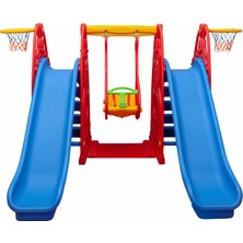 Büyük Çocuk Oyun Parkı - Çift Kaydıraklı & Salıncaklı Set - Anaokulu, Kreş ve Bahçe Kullanımı