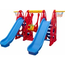 Büyük Çocuk Oyun Parkı - Çift Kaydıraklı & Salıncaklı Set - Anaokulu, Kreş ve Bahçe Kullanımı