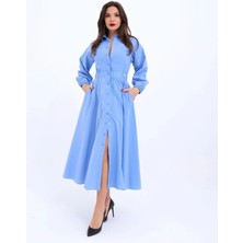 Defy Moda 5903 Elbise-Mavi