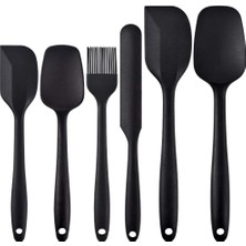Isıya Dayanıklı Silikon Spatula Seti, 6 Parça Set, Yapışmaz Kauçuk Spatula Mutfak Gereçleri Paslanmaz Çelik Çekirdekli, Pişirme ve Karıştırma, Bulaşık Makinesinde Yıkanabilir Fırın, Siyah