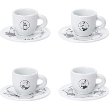 Mcreative - 4'lü Espresso Fincan Seti - Carousel - Siyah Beyaz Karma Renk - Porselen