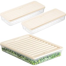 Mcreative Buzdolabı Organizeri, Buzdolabı Için Çok Amaçlı Saklama Kabı, Fresh Box, Şeffaf ve Ayarlanabilir, Gıdaları Taze Tutma Özelliği, Mutfak Düzenleyici (4740 ml Beyaz)