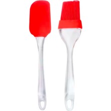 Silikon Spatula ve Fırça Seti, 2 Parça (Kırmızı)