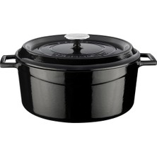 Döküm Yuvarlak Tencere, Trendy, 28 Cm, 6.71 L Hacim, Siyah