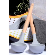 Bambu Saplı Silikon Kepçe Füme 1 Adet