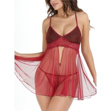 Bordo Tül Geclik -670