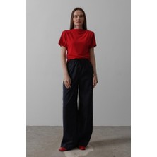 Modasize Beli Lastikli Bol Paça Pantolon - Lacivert