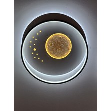 Mazel  Ay Efektli Üç Renk Kumandalı LED Plafonyer Avize