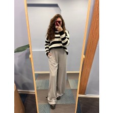 Modasize Keten Bel Lasti̇kli̇ Yirtmaç Detayli Pantolon
