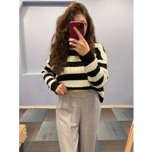 Modasize Keten Bel Lasti̇kli̇ Yirtmaç Detayli Pantolon