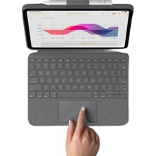 Logitech Logitech Combo Touch Apple iPad 10. Nesil ile Uyumlu İngilizce Klavyeli Tablet Kılıfı Oxford Grey