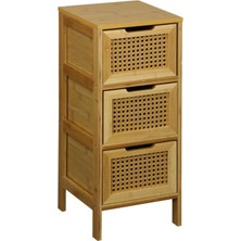 Panalı Bambu Rattan 3 Çekmeceli Dolap BM03