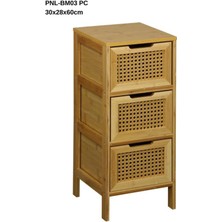 Panalı Bambu Rattan 3 Çekmeceli Dolap BM03