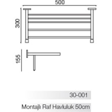 Bella Montajlı Raf Havluluk 50CM (10 Yıl Paslanmaz Garantili)