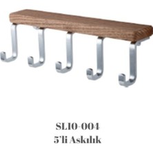 Selvi Ahşap Detaylı 5li Banyo Askılığı