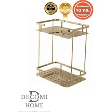 Çelik Banyo Paslanmaz Pirinç Altın Gold Lidya 2li 15X22 cm Banyo Şampuanlık Rafı
