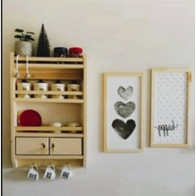 Dekoratif Ahşap Kapaklı Baharatlık, Terek ,duvar Rafı, Fincanlık