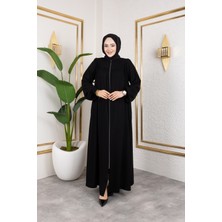 Nevayla Moda Ön ve Arka Robalı Ferace - Siyah / F0142