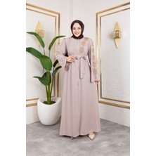 Nevayla Moda Sol Tarafı Inci Detaylı Ferace - Bej / F0140