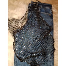 Taşlı Crop Bluz