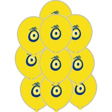 12 Inç Nazar Boncuklu Sarı Maşallah Balon 10 Adet