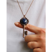 Doğal Taş Lapis Doğal Taşlı Anahtar Model Kadın Antik Kolye EUK35LPS