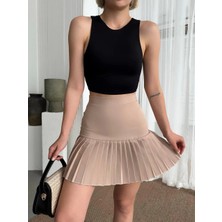 Altı Pliseli Mini Etek