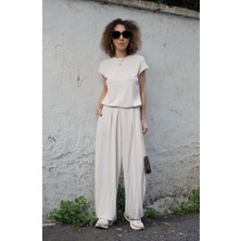 Bej Oslo Modal Kumaş Şalvar Tulum