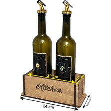 Kitchen Yazılı Ahşap Kasa Kutu Organizer Stand, Yagdanlik Sirkelik Altlığı Tezgah Üstü Düzenleyici