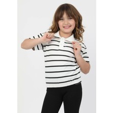 3-10 Yaş Arası Beli Lastikli Çizgili Kız Çocuk T-Shirt