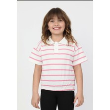 3-10 Yaş Arası Beli Lastikli Çizgili Kız Çocuk T-Shirt