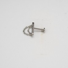 Zincir Sallantılı Paslanmaz Cerrahi Çelik Piercing… Gümüş/Silver Renkli (Targus Helix Conch Flat)