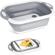 ForWhat Büro Ev Ofis Mutfağı İçin Katlanır Badya Tip Süzgeçli Kesme Panosu