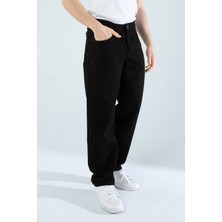 Erkek Rahat Kalıp Baggy Fit Siyah Jeans Kot Pantolon