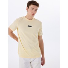 Only & Sons O Yaka Baskılı Açık Sarı Erkek T-Shirt Onspalm Logo Reg Ss Tee Cs