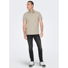 Only & Sons Düz Açık Kahve Erkek Polo T-Shirt Onsfletcher Lıfe Slım Ss Polo Noos