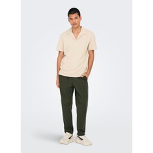 Only & Sons Normal Bel Normal Koyu Yeşil Erkek Chino Pantolon Onslınus Crop 0007 Cot Lın Pnt Noos