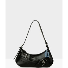 Teknotrust Siyah Kadın Kemer Aksesuarlı Askı Detaylı Baget Çanta M000008449