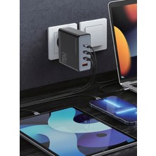 Fulltech FC68 140W Gan Hızlı Şarj Adaptörü | 1x Usb-A + 3x Usb-C Port | Pd Süper Hızlı Laptop ve Telefon Şarj Cihazı