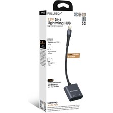 Fulltech FH12 12W 2in1 Lightning Çoklayıcı Hub - Çift Lightning Girişli, Hızlı Şarj ve Ses Aktarımlı