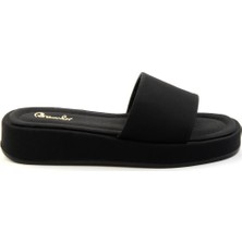 Bambi Siyah Nubuk Kadın Terlik Düz Taban Konforlu Kullanım İçin Şık Tasarım