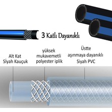 Termo Kauçuklu Bahçe Hortumu 30 Metre Dayanıklı 3 Katlı Sağlam Su Sulama Yıkama Hortum 12.5 mm 1/2"