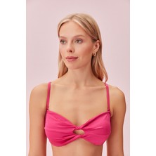 Suwen Begonvile Burgulu Straplez Bikini Üst