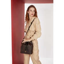 Kahve Monogram Kadın Omuz Çantası 05PO22Y1544