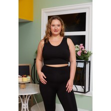 Büyük Beden Comfortlux Crop Siyah
