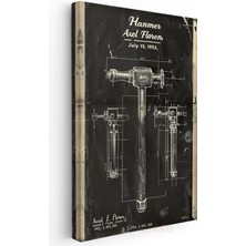 Çekiç - Klasik El Aleti Patent Çizimi Kanvas Tablo
