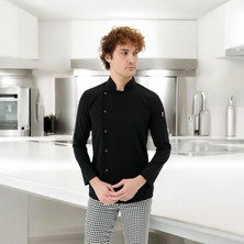 Chefpro Erkek Siyah Şef Ceketi Aşçı Kıyafeti