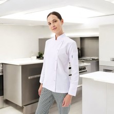 Chefpro Kadın Beyaz Şef Ceketi Aşçı Kıyafeti