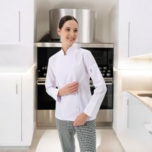 Chefpro Kadın Beyaz Şef Ceketi Aşçı Kıyafeti